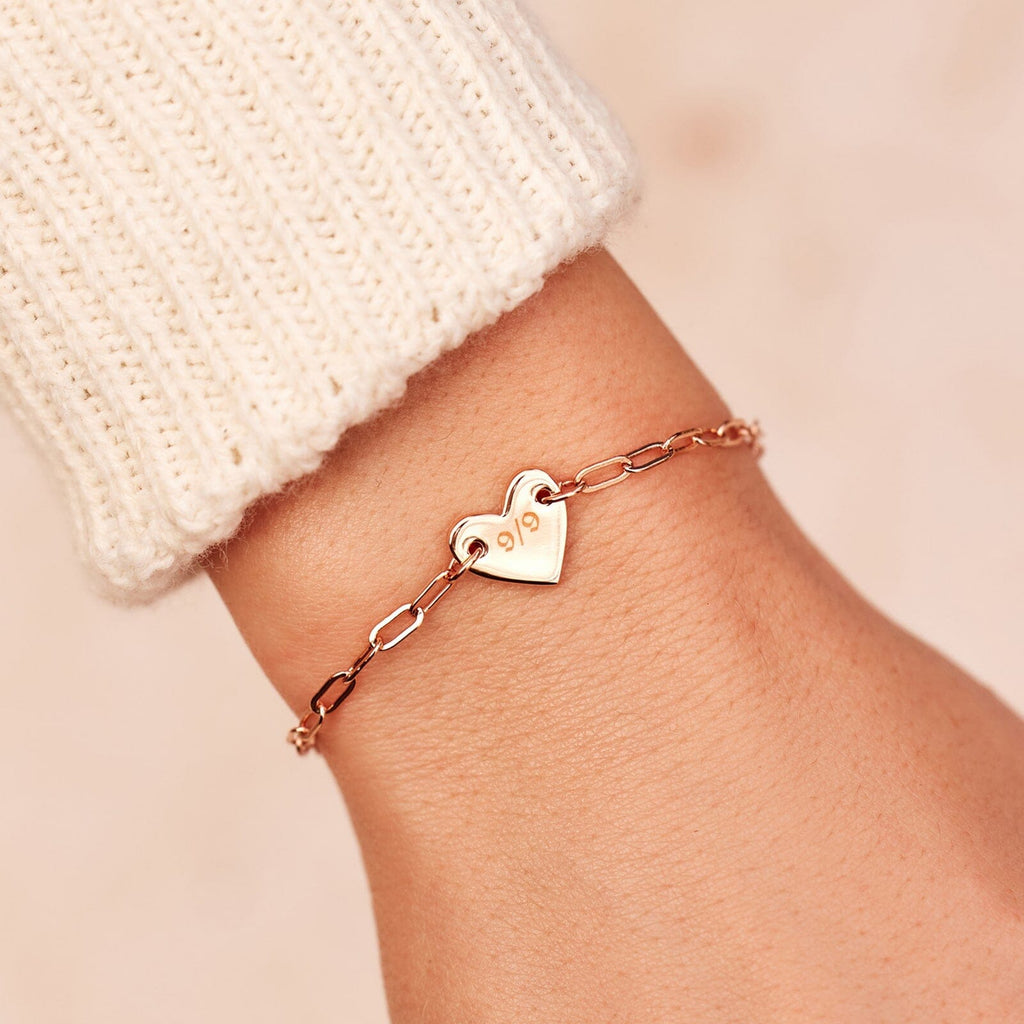 Engravable Heart Paperclip Chain Bracelet