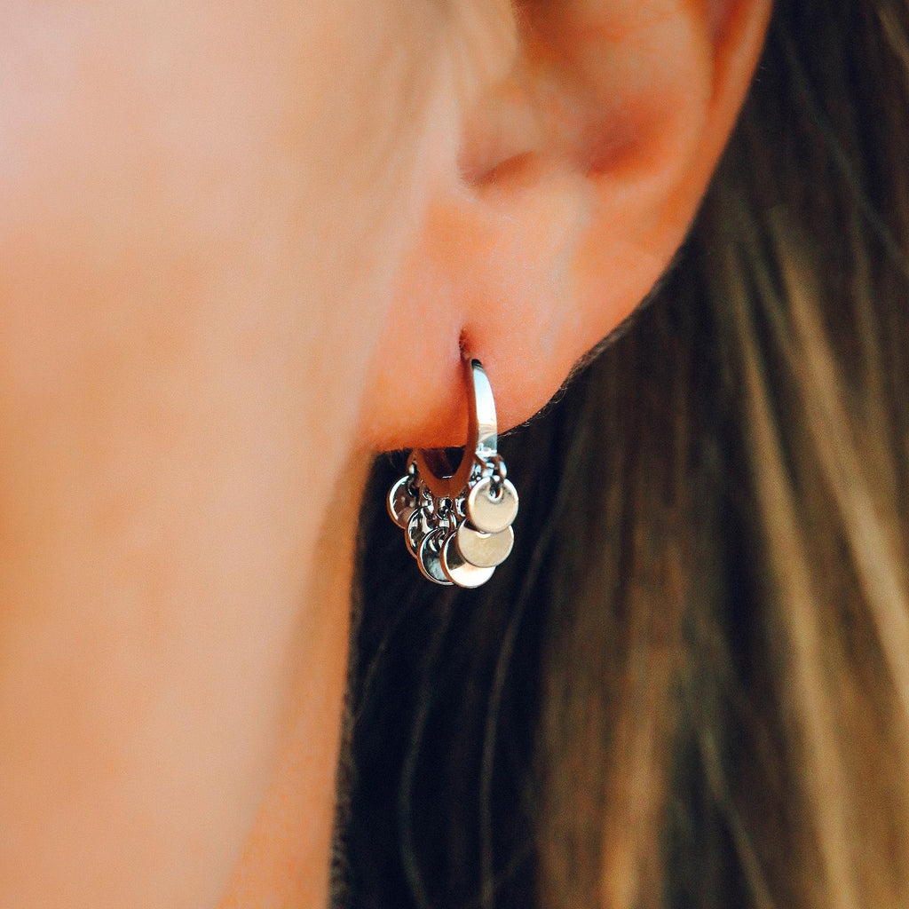Mini Coin Huggie Earrings